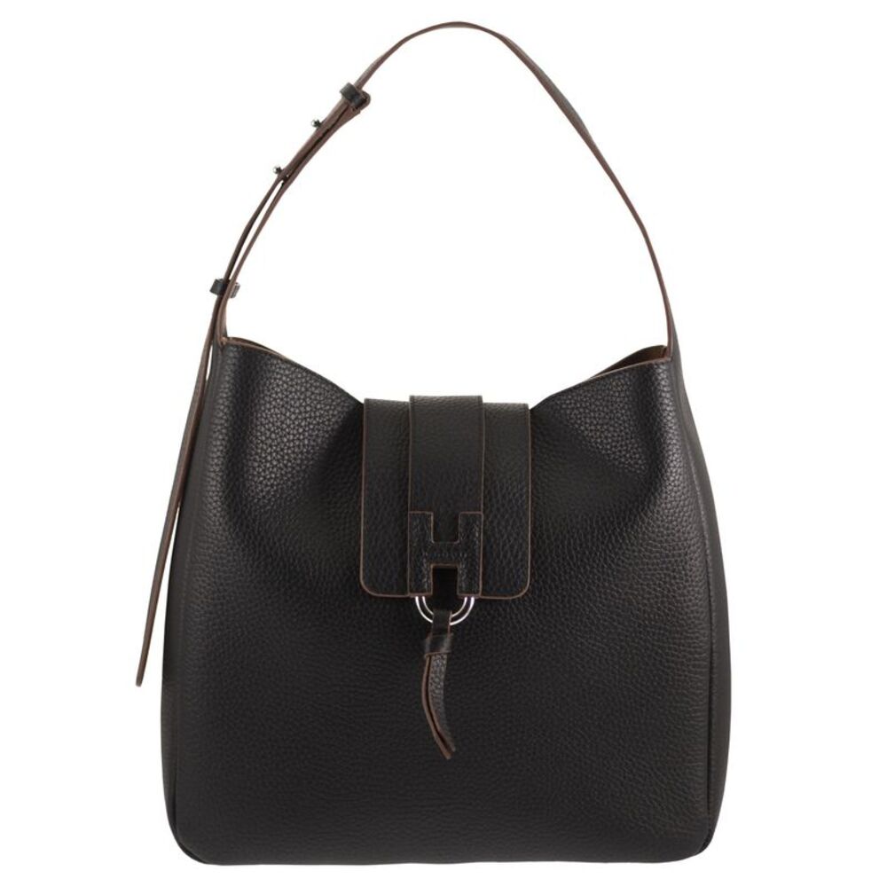 Hogan Women Hammered Leather Shoulder Bag With H Detail